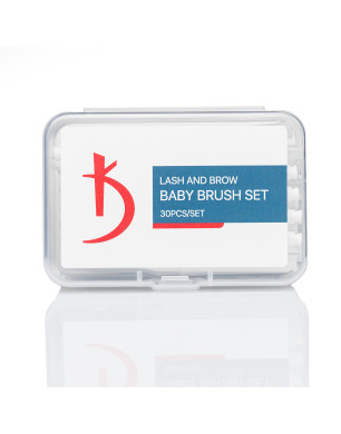 Baby Brush Set for Lashes and Brows, 30 pcs/set (Color: White)