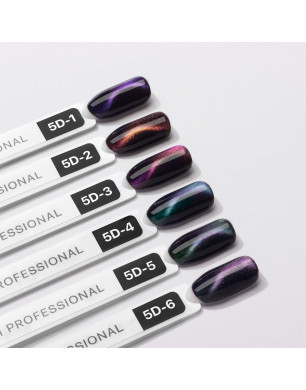 Palette of Gel Polishes "Moonlight 5 D" (Cat's Eye Effect) (6 tips)