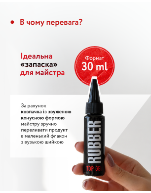 Rubber top coat Rubber Top top/finish for gel polish, 30 ml - Kodi professional
