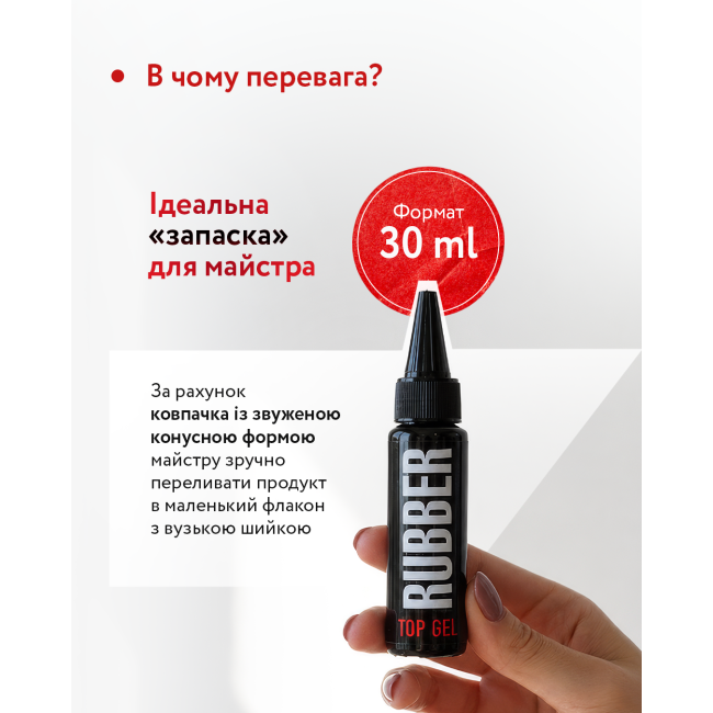 Rubber top coat Rubber Top top/finish for gel polish, 30 ml - Kodi professional