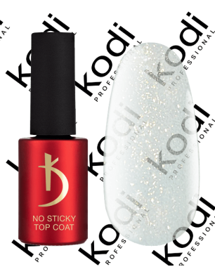 Top coat pour vernis semi-permanent sans couche collante No Sticky Top coat Sparkle Gold, 7 ml