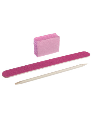 Disposable Set for Manicure, Color: Pink (Nail File 120/120, Buff 120/120, Orange Stick)