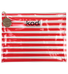 Kodi Professional Flat Transparent Cosmetic Bag with Red Stripes 25х33 cm