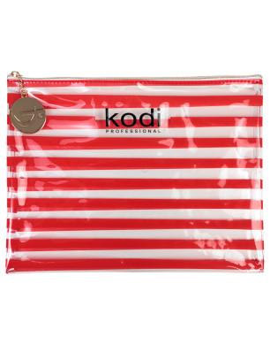 Kodi Professional Flat Transparent Cosmetic Bag with Red Stripes 25х33 cm