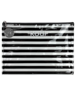 Kodi Professional Flat Transparent Cosmetic Bag with Black Stripes 25х33 cm
