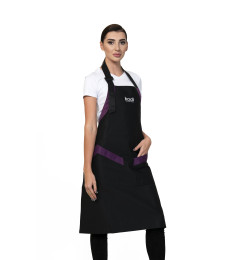 Kodi Apron Black with Purple Inserts, White Logo (long) 
