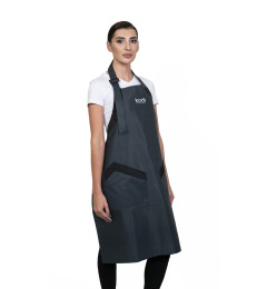 Apron, Color: Gray with Black Inserts, White Logo (long)