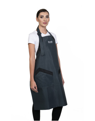 Apron, Color: Gray with Black Inserts, White Logo (long)