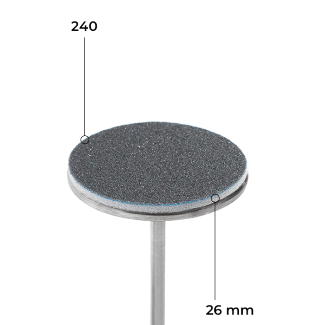 Disque 26 mm (noir, grain 240, avec support mousse, 50 pcs)