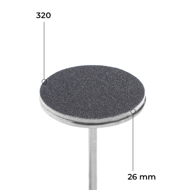 Disque 26 mm (noir, grain 320, avec support mousse, 50 pcs)