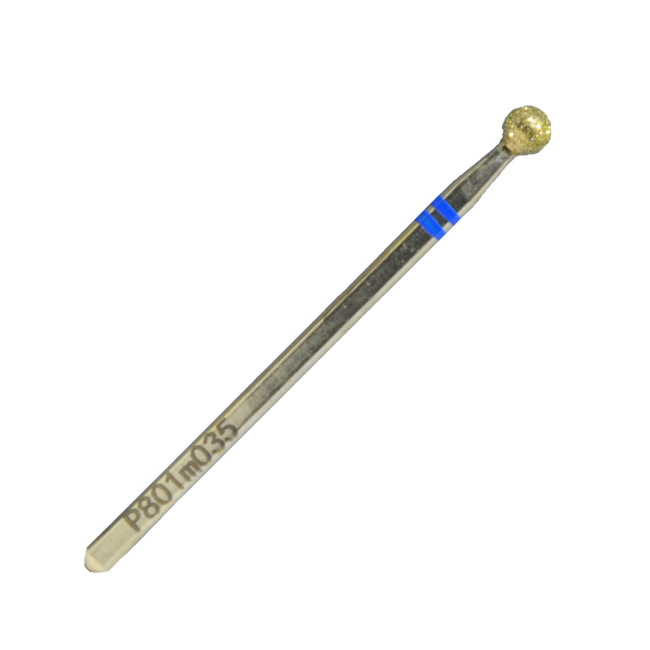 Diamond drill bit, 3.5 mm diameter, shape: ball, medium abrasive, part length, 3.5 P801m035 Diamond drill bit, 3.5 mm diameter, shape: ball, medium abrasive, part length, 3.5 P801m035