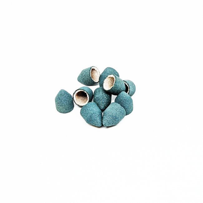 Set of pedicure caps, shape: pointed cylinder, 150 grit, medium abrasive, diameter 10.0 mm (10pcs/up), Kp10tmK