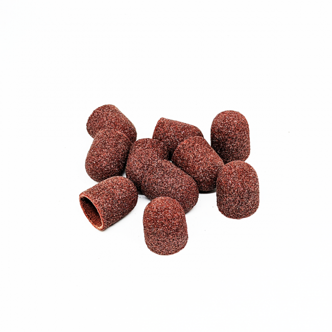Pedicure cap set, rounded cylinder, 80 grit, hard abrasive, diameter 13.0 mm, (10pcs/pack), Kp130cK