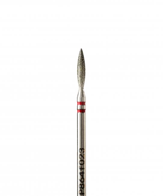 Diamond flame-shaped drill bit, semi-blunt, diameter 2.3 mm, soft abrasive, P864f023