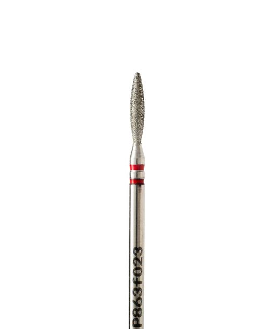 Semi-blunt diamond flame-shaped drill bit, diameter 2.3 mm, soft abrasive, P863f023