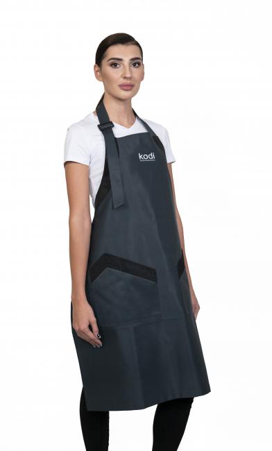 Apron, Color: Gray with Black Inserts, White Logo (long)